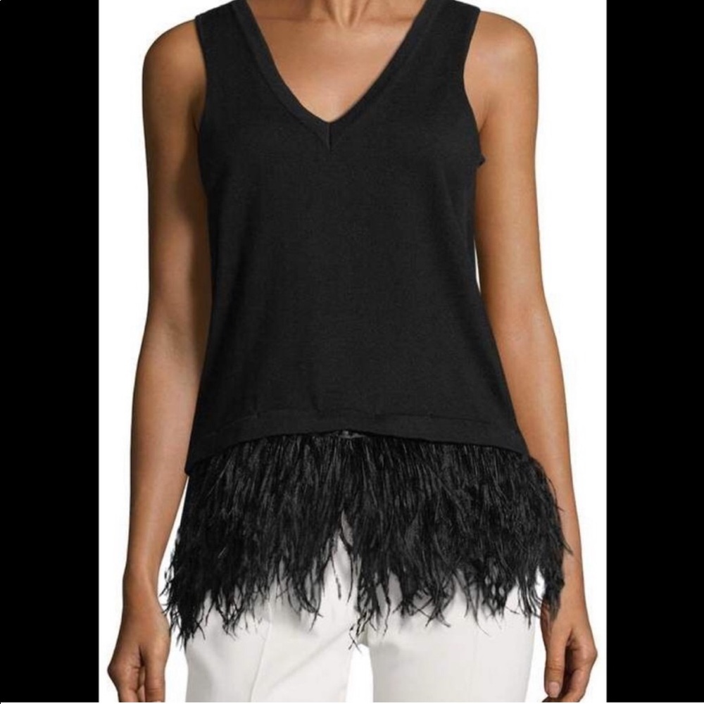 FEATHER TRIM Sweater Tank *2